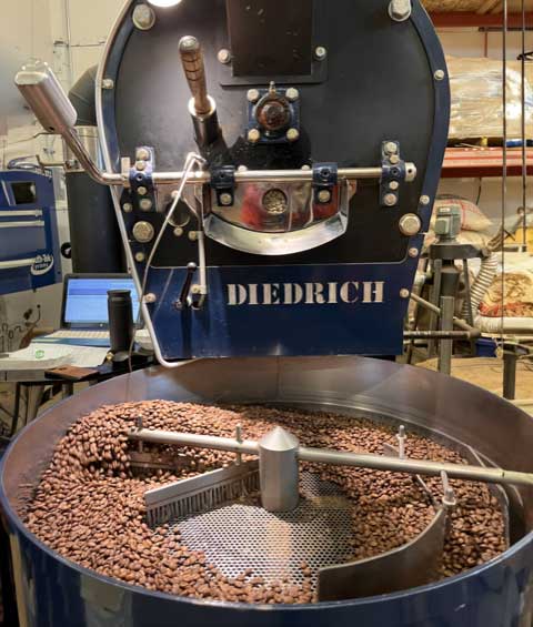 Diedrich coffee roaster cooling freshly roasted beans